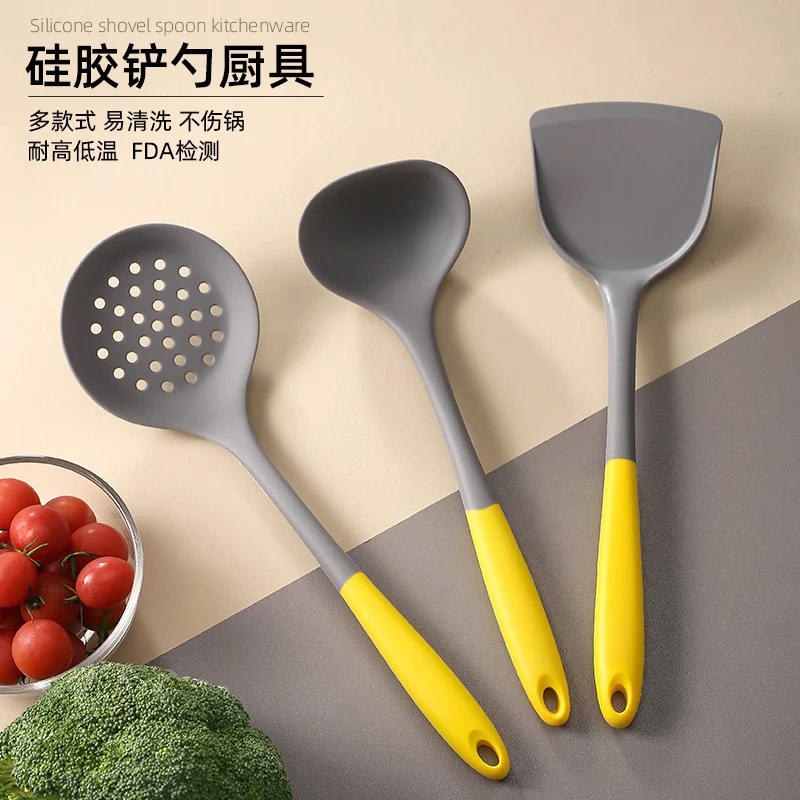 In-Stock Two-Color Silicone Kitchen Utensils, Kitchen Supplies That Won'T Damage Pots, Easy to Clean, Strainer, Soup Spoon, Spatula Set, Non-Stick Pan