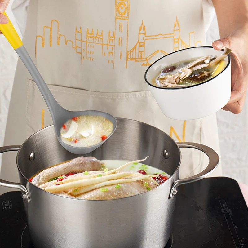 In-Stock Two-Color Silicone Kitchen Utensils, Kitchen Supplies That Won'T Damage Pots, Easy to Clean, Strainer, Soup Spoon, Spatula Set, Non-Stick Pan