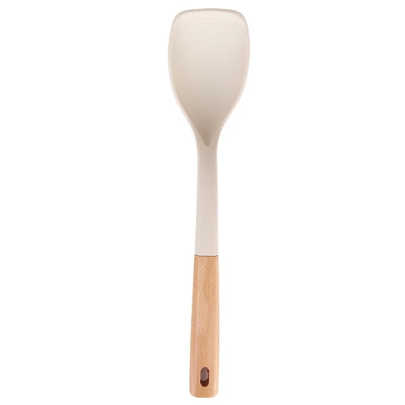 Wooden Handle Silicone Kitchen Utensil Set, Non-Stick Pan, Silicone Spatula, Soup Spoon, High Temperature Resistant Silicone Cooking Spatula, Daily Kitchen Utensils