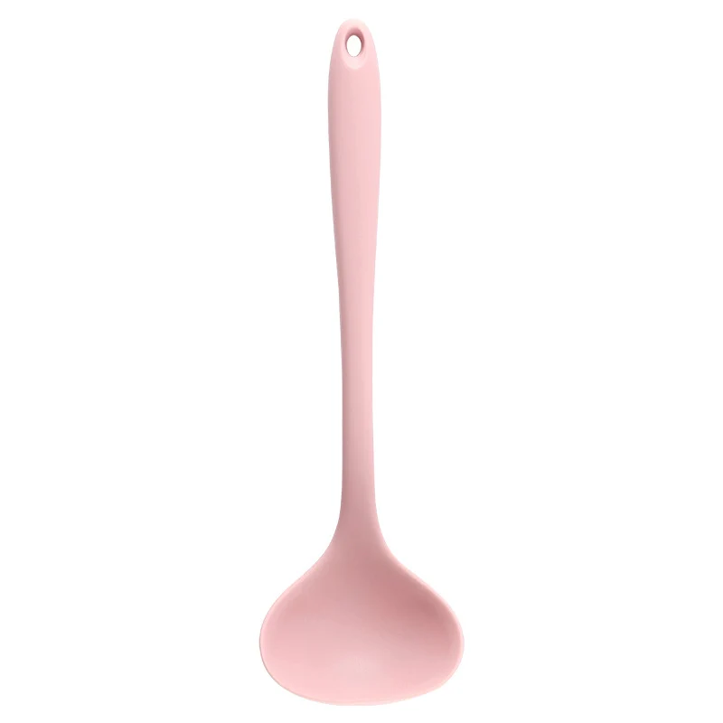 Silicone Soup Spoon Food Grade Long Handle Household Large Soup Spoon High Temperature Resistant Mini Porridge Spoon Frying Spoon Non-stick Cooking Pan Spoon