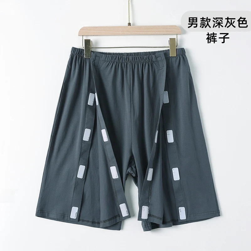 Summer patient care clothing easy to put on and take off hospital gown short sleeve cotton middle-aged and elderly medical clothing fracture clothing wholesale