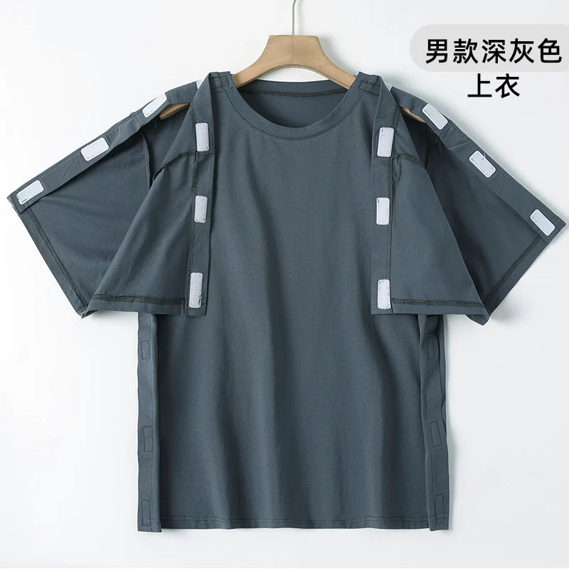 Summer patient care clothing easy to put on and take off hospital gown short sleeve cotton middle-aged and elderly medical clothing fracture clothing wholesale