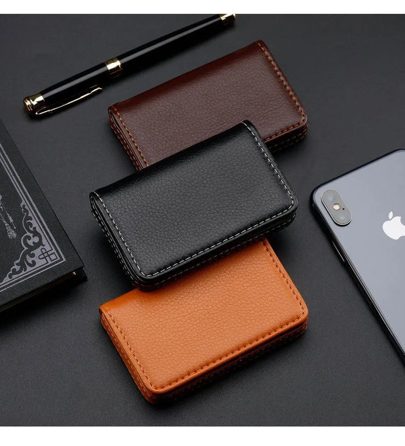 In-Stock Wholesale Pu Business Card Holder, Business Card Case, Business Card Wallet, Company Gift, Faux Leather