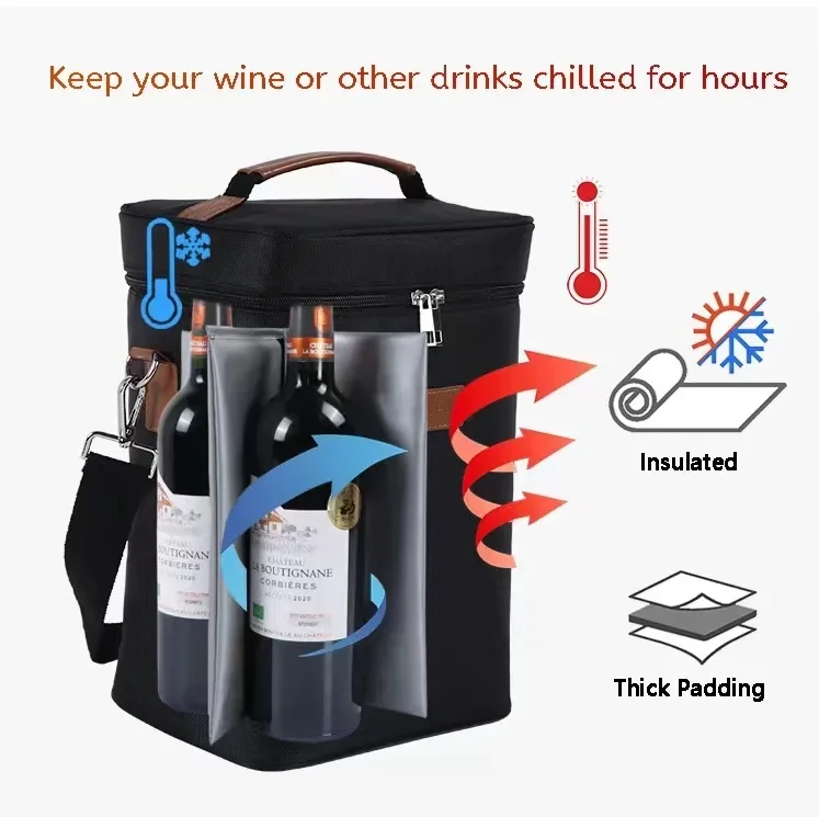 lunch bag red wine thermos bag 4 bottles wine cold ice bag outdoor picnic bag picnic bag