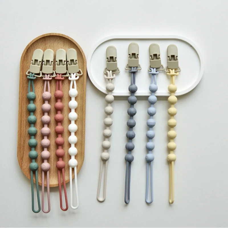 Ins Nordic Style New Plastic Clip Silicone Chain Baby Toy Grinding Stick Tooth Gum Silicone Chain Nipple Anti-losing Rope