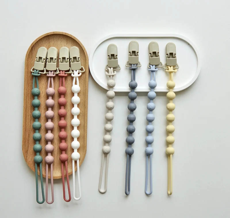 Ins Nordic Style New Plastic Clip Silicone Chain Baby Toy Grinding Stick Tooth Gum Silicone Chain Nipple Anti-losing Rope
