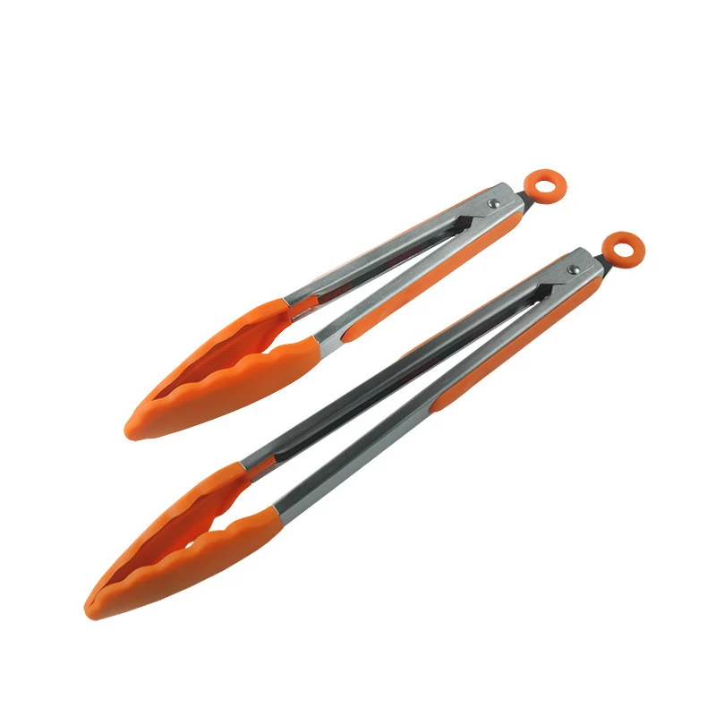 in stock 7 inch 9 inch 12 inch silicone food clip 3 piece set stainless steel food clip BBQ barbecue clip bread steak clip