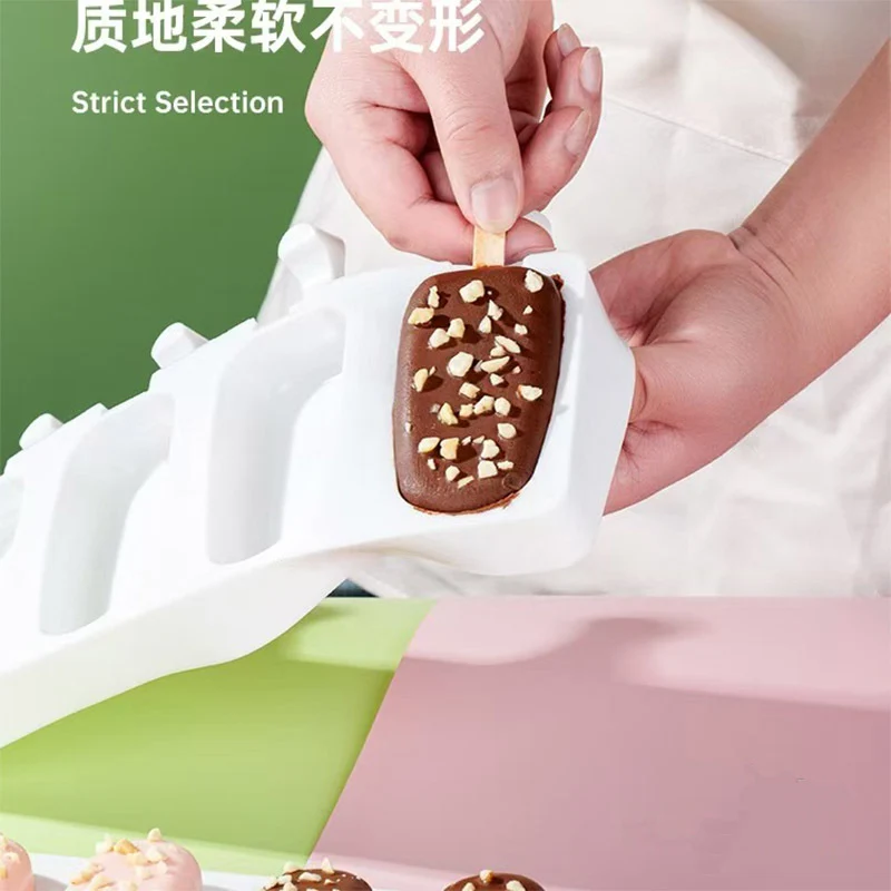 Cross-Border New Oval Ice Cream Mold with Lid, Easy to Release, Cheese Popsicle DIY Home Ice Cream Mold