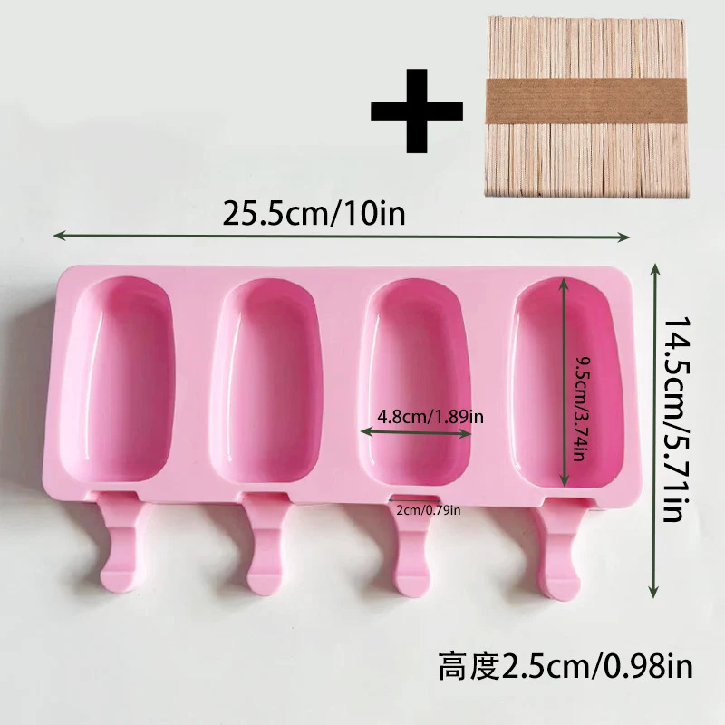 Cross-Border New Oval Ice Cream Mold with Lid, Easy to Release, Cheese Popsicle DIY Home Ice Cream Mold