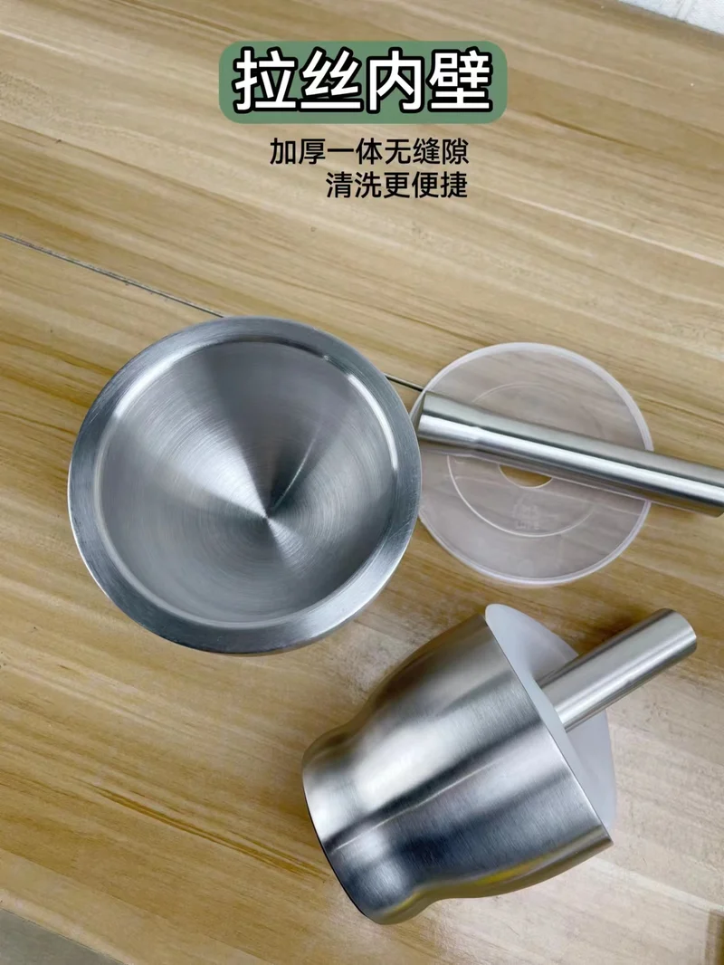 304 stainless steel garlic masher round grinding pot mortar mold stone mortar masher with lid mortar Masher