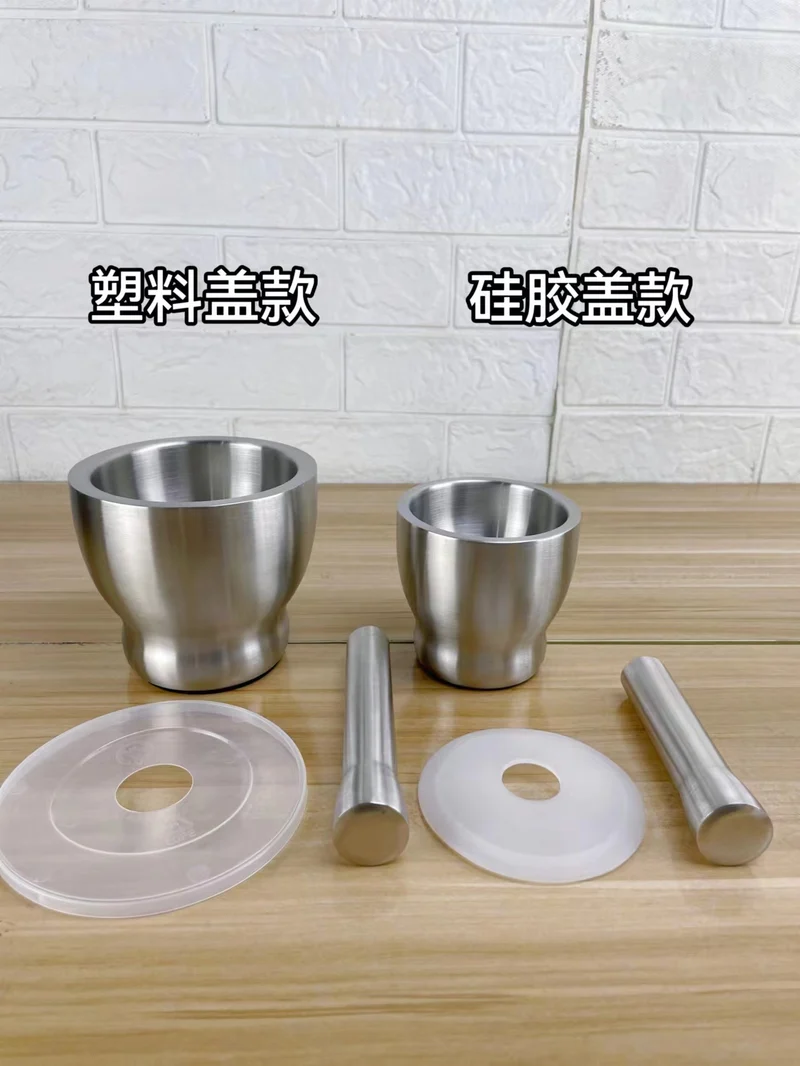 304 stainless steel garlic masher round grinding pot mortar mold stone mortar masher with lid mortar Masher