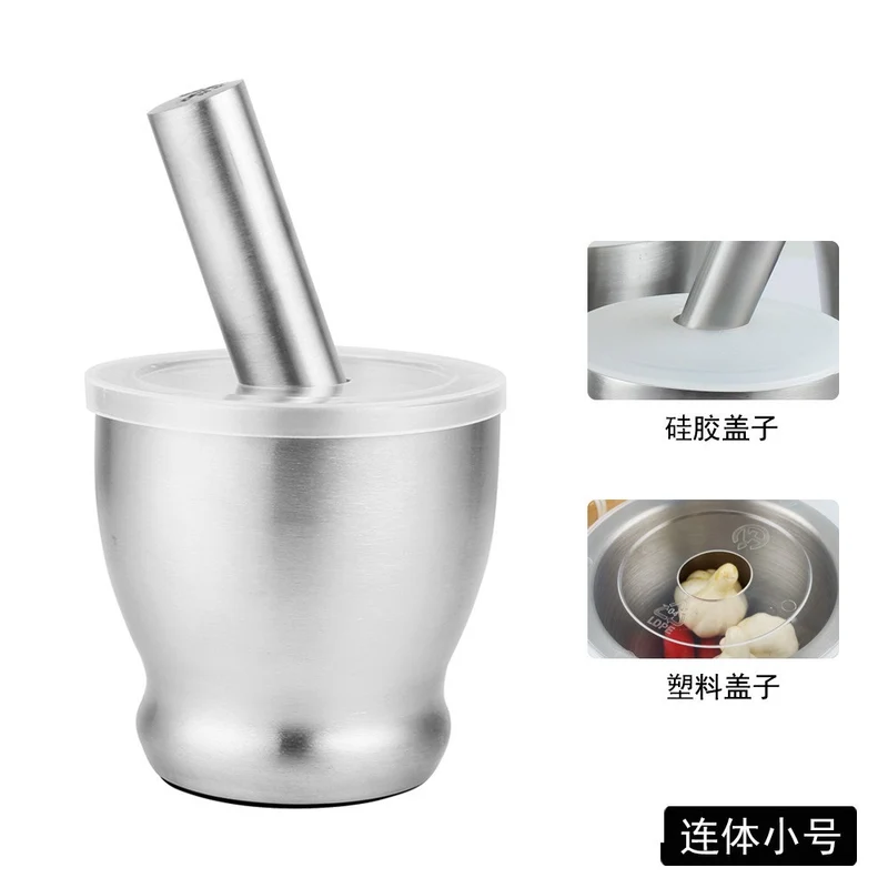 304 stainless steel garlic masher round grinding pot mortar mold stone mortar masher with lid mortar Masher