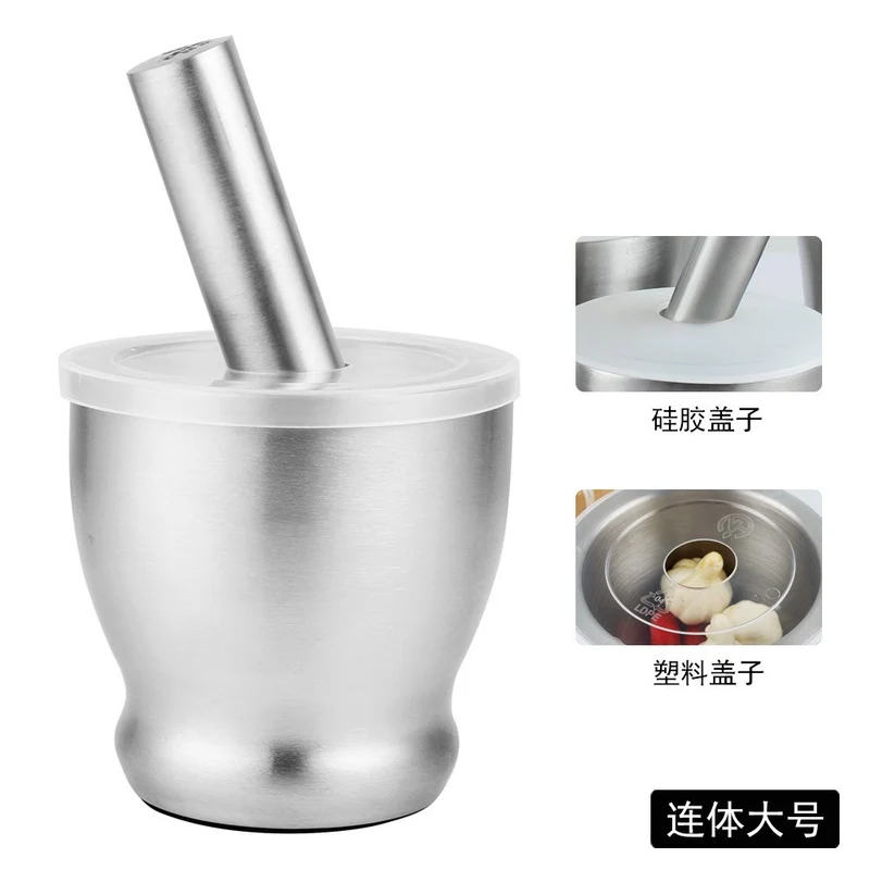 304 stainless steel garlic masher round grinding pot mortar mold stone mortar masher with lid mortar Masher