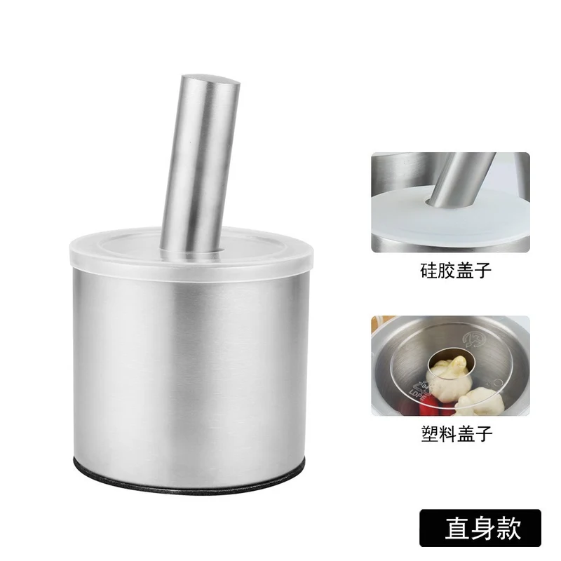 304 stainless steel garlic masher round grinding pot mortar mold stone mortar masher with lid mortar Masher