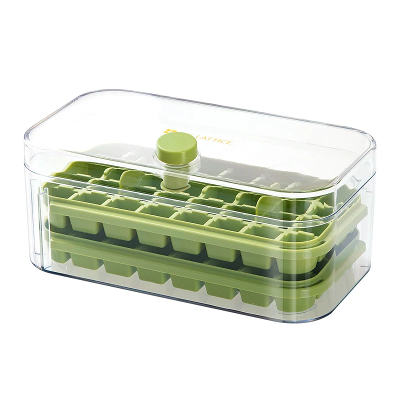 Press Ice Tray Ice Cube Mold Household Ice Box Storage Frozen Ice Cube Model Household Easy-Release Quick-Frozen Artifact