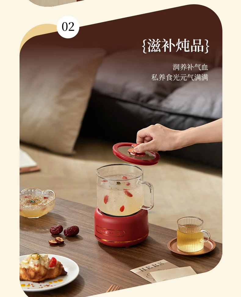 Multi-functional Flower Tea Pot Household Health Pot Mini Glass Boiling Kettle Small Health Cup Gift Electric Stew Cup for Tea