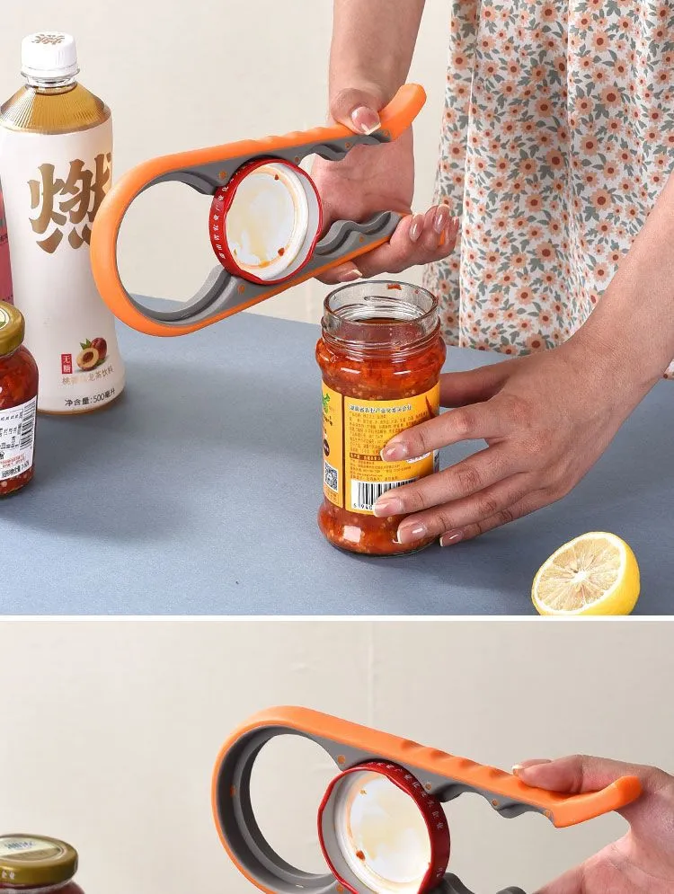 in stock four-in-one bottle opener kitchen multifunctional can opener can screwing cap non-slip labor-saving bottle opener