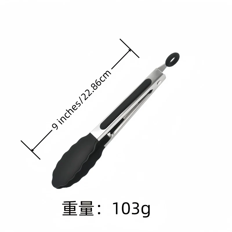 Cross Border Black Silicone Clip Food Clip Commercial High Temperature Resistant Food Grade Kitchen Steak Barbecue Grill Tool