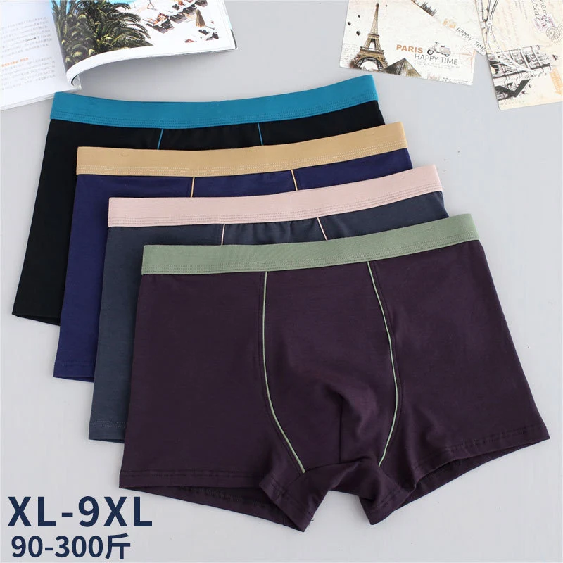 Men's cotton underwear plus size fat guy boxers breathable 3D seamless sexy youth cotton red boxers