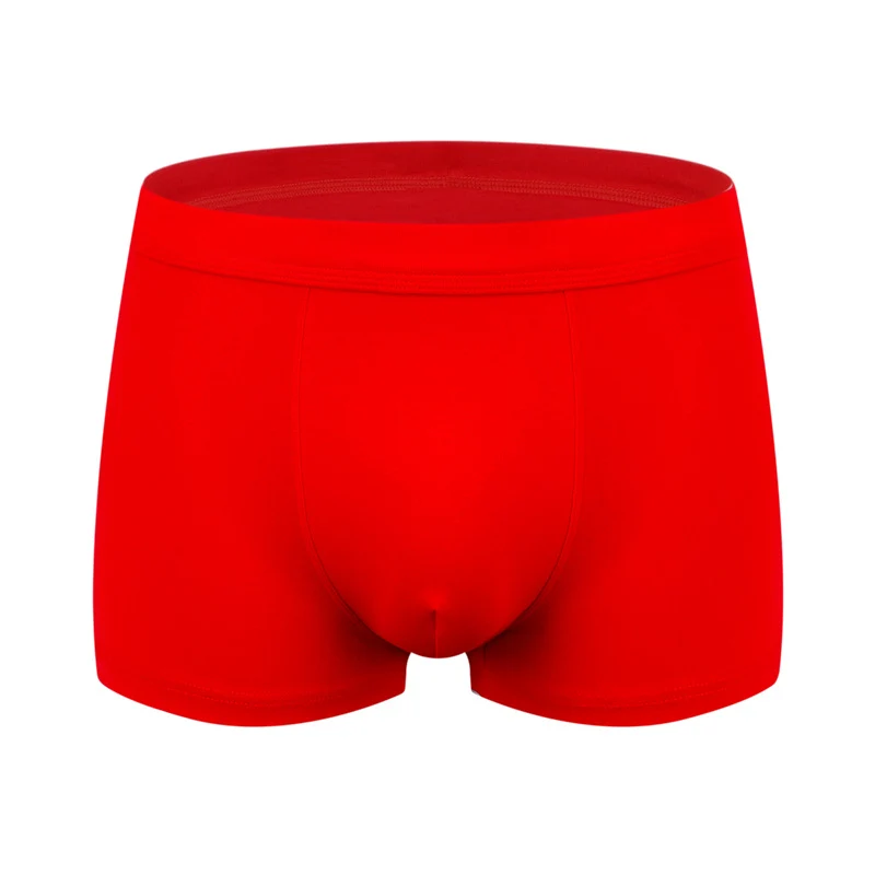 Men's cotton underwear plus size fat guy boxers breathable 3D seamless sexy youth cotton red boxers