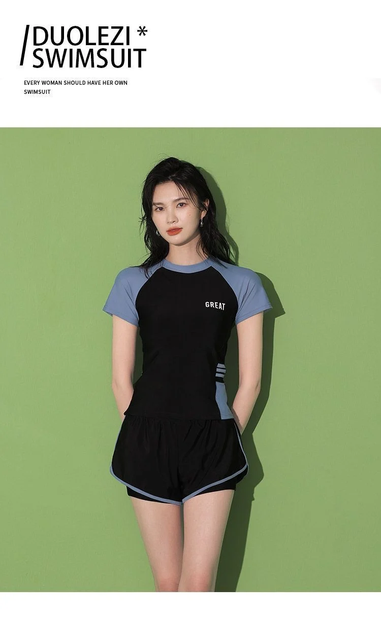 Women's Swimsuit Summer Split Casual Sports Super Fairy Ins Student Conservative Slimming Look Belly-Covering Swimming Pool Swimming Equipment