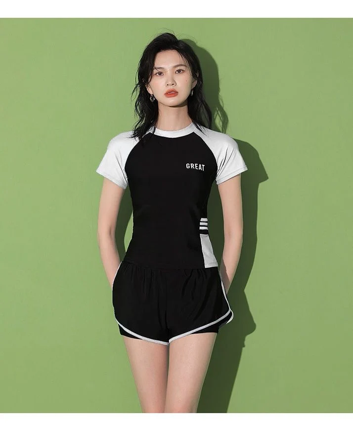 Women's Swimsuit Summer Split Casual Sports Super Fairy Ins Student Conservative Slimming Look Belly-Covering Swimming Pool Swimming Equipment
