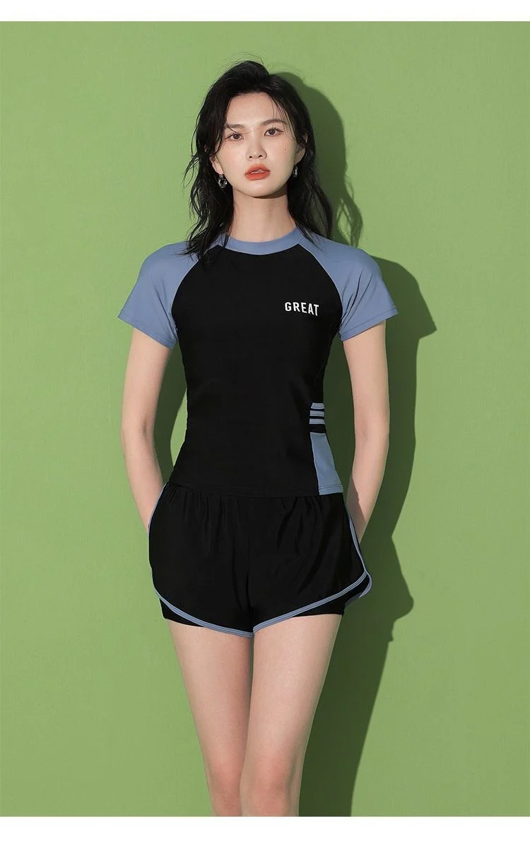 Women's Swimsuit Summer Split Casual Sports Super Fairy Ins Student Conservative Slimming Look Belly-Covering Swimming Pool Swimming Equipment