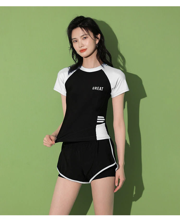 Women's Swimsuit Summer Split Casual Sports Super Fairy Ins Student Conservative Slimming Look Belly-Covering Swimming Pool Swimming Equipment