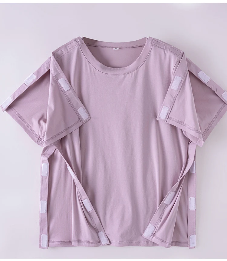 Summer patient care clothing easy to put on and take off hospital gown short sleeve cotton middle-aged and elderly medical clothing fracture clothing wholesale
