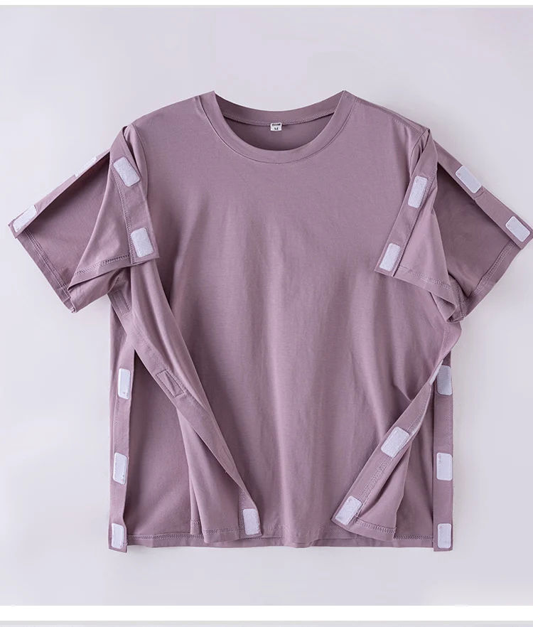 Summer patient care clothing easy to put on and take off hospital gown short sleeve cotton middle-aged and elderly medical clothing fracture clothing wholesale