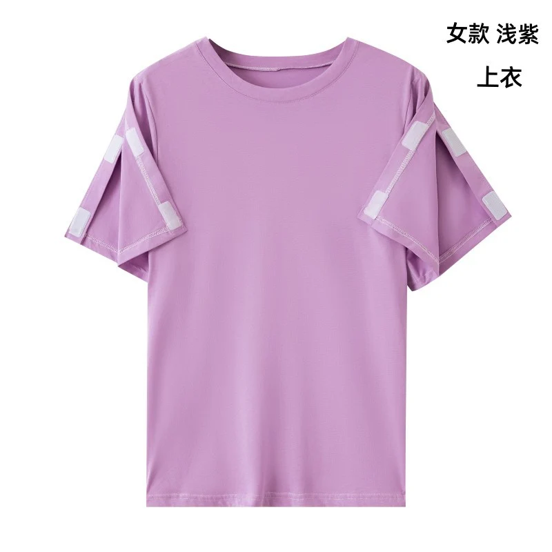 Summer patient care clothing easy to put on and take off hospital gown short sleeve cotton middle-aged and elderly medical clothing fracture clothing wholesale