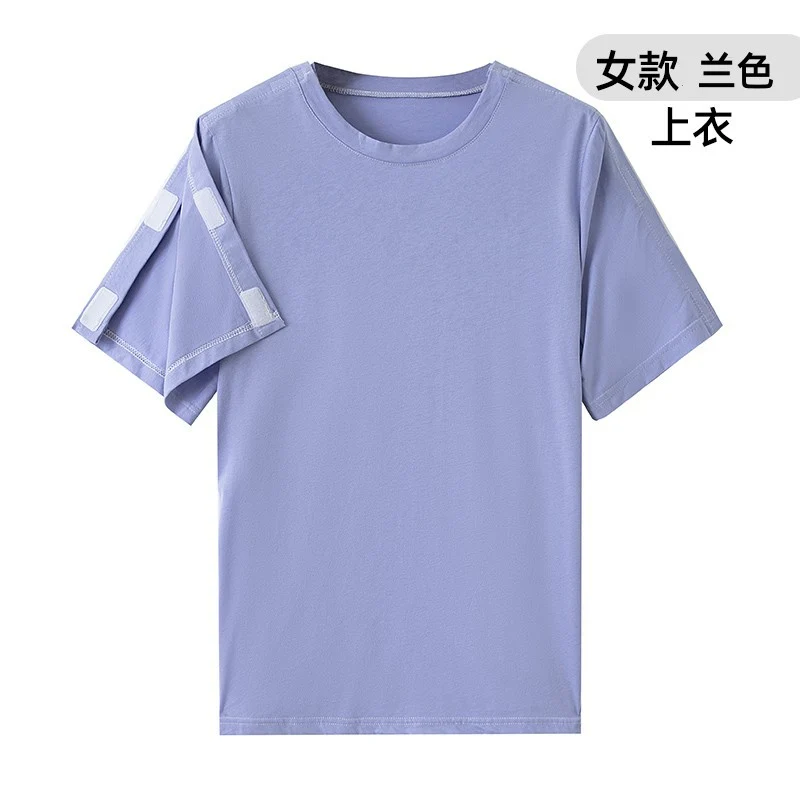 Summer patient care clothing easy to put on and take off hospital gown short sleeve cotton middle-aged and elderly medical clothing fracture clothing wholesale