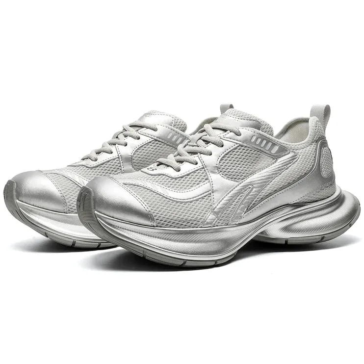 Dropshipping Custom Logo Fashion Sliver Color Sports Shoes Mens Designer Walking Style Chunky Platform Sneakers