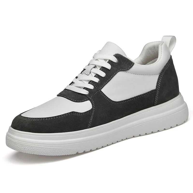 Men's Skateboarding Shoes Sneakers Skate Shoes Height Increasing Thick Sole Platform Leather Low-top Lace up Flats Casual