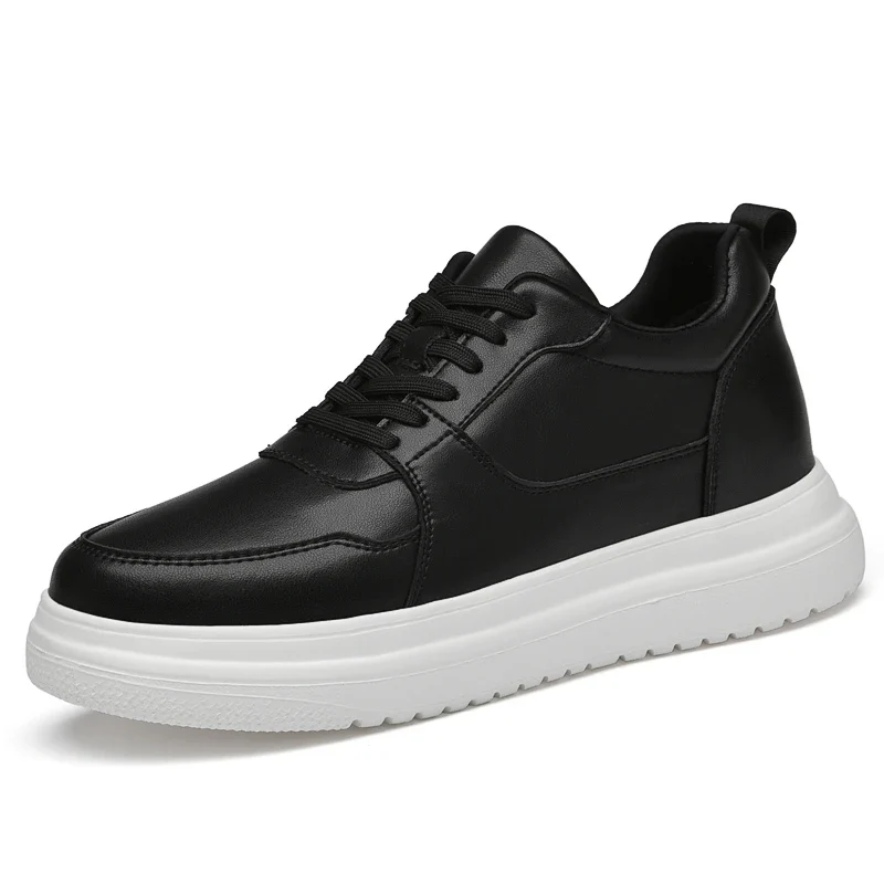 Men's Skateboarding Shoes Sneakers Skate Shoes Height Increasing Thick Sole Platform Leather Low-top Lace up Flats Casual