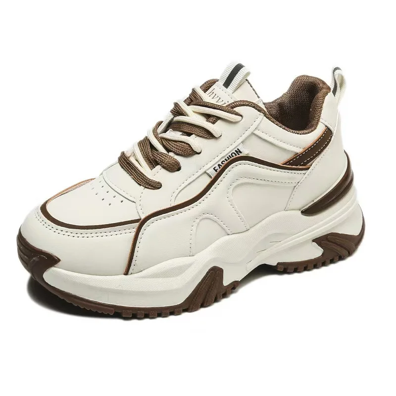 2025 Autumn Winter New Women's Casual Sports Sneakers Ins Tide Platform Light Soft Lace-Up Custom Logo Daddy Student