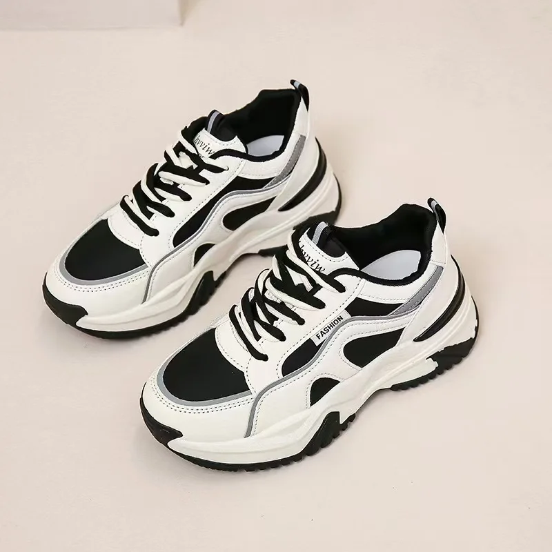 2025 Autumn Winter New Women's Casual Sports Sneakers Ins Tide Platform Light Soft Lace-Up Custom Logo Daddy Student