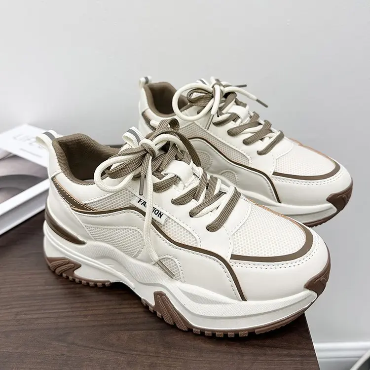 2025 Autumn Winter New Women's Casual Sports Sneakers Ins Tide Platform Light Soft Lace-Up Custom Logo Daddy Student