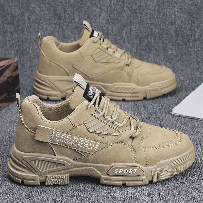 Y Men's Shoes New Breathable Cargo Shoes Men's Versatile Platform Soles Construction Site Working Footwear Sports Board Shoes