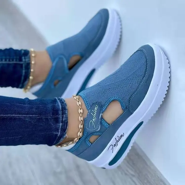 Women's Lightweight Lace-Up Walking Sneakers Comfortable Breathable Flat Platform Shoes Cushioning Sneaker Shoes for Women