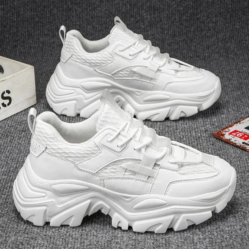 Wholesale of New High Top Casual Board Shoes for Men's Sports White Shoes with Lace up Leather Surface Men's Board Shoes