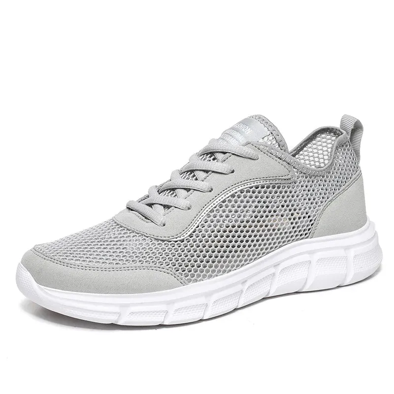 Large Size Men's Fashion Sports Shoes Breathable Mesh Cloth Upper with Soft Running MD Sole Lace-Up for Spring Summer Walking