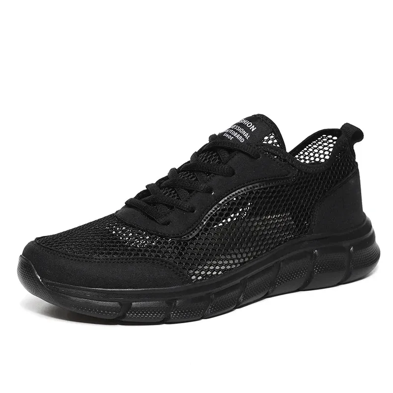 Large Size Men's Fashion Sports Shoes Breathable Mesh Cloth Upper with Soft Running MD Sole Lace-Up for Spring Summer Walking