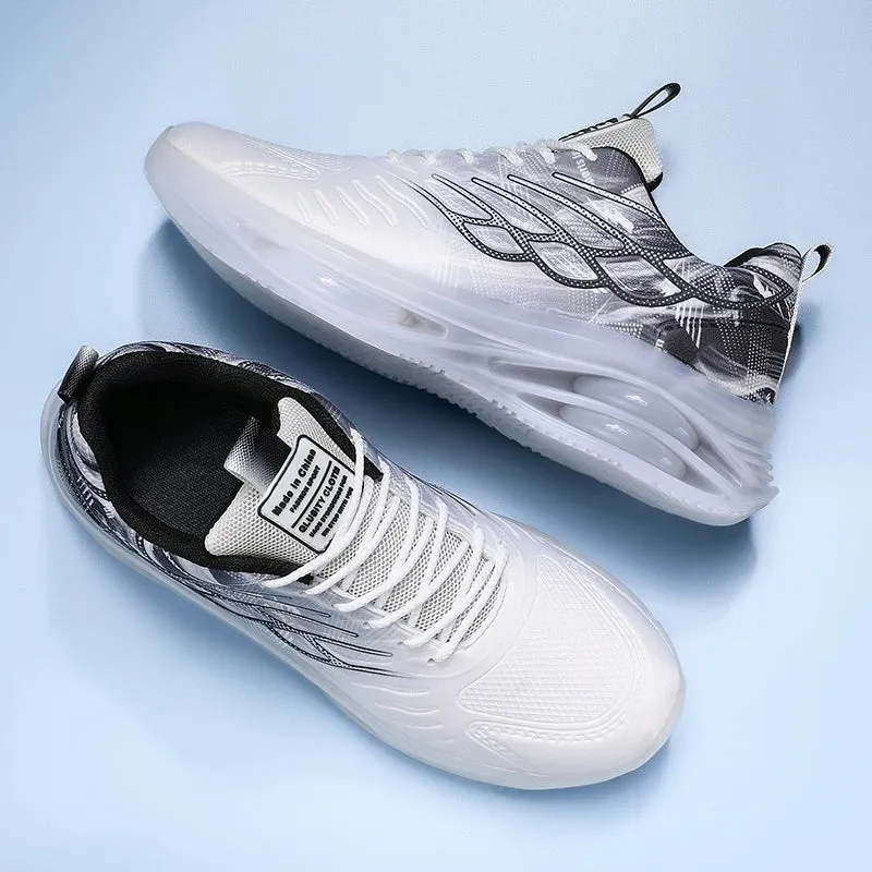 Men's Lightweight Breathable Mesh Sports Shoes PVC Sole Soft Lace-Up Spring Summer Running Walking Fashionable Style