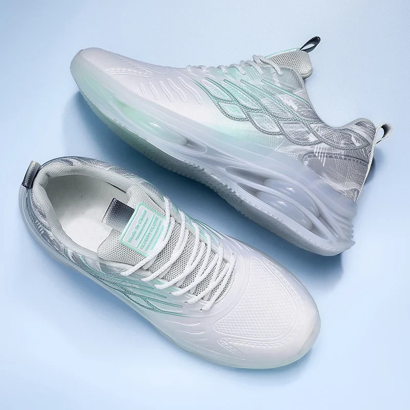Men's Lightweight Breathable Mesh Sports Shoes PVC Sole Soft Lace-Up Spring Summer Running Walking Fashionable Style