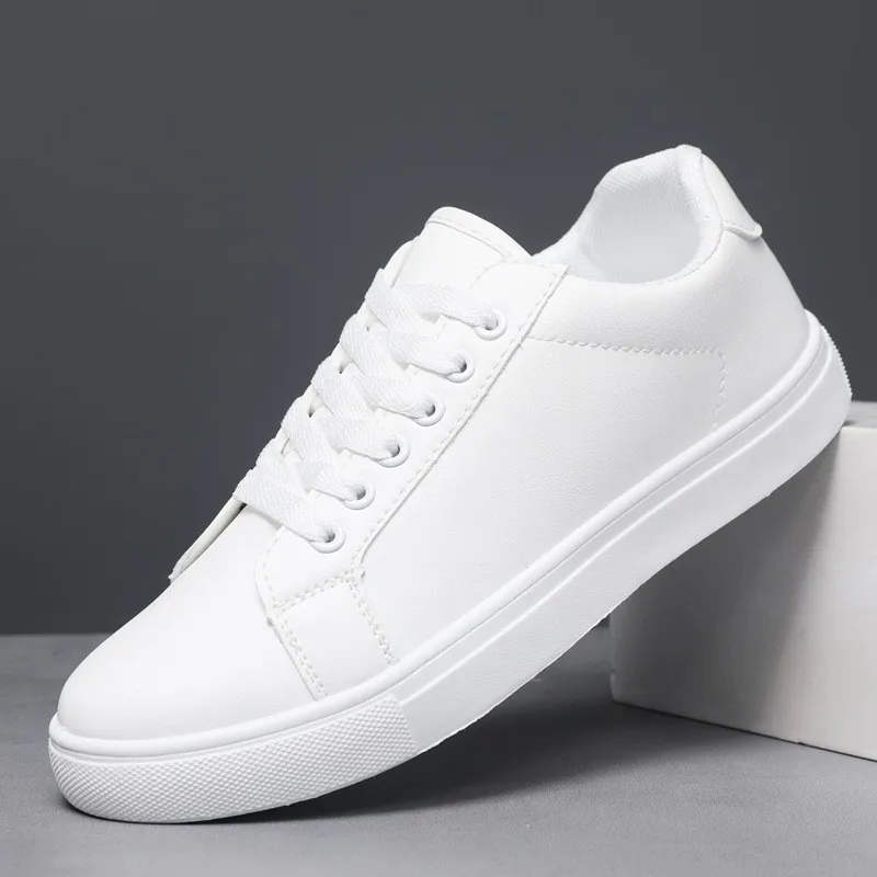 Big Size New Versatile Men's Shoes Korean Version Trendy Men's Low Top Board Shoes Casual White Shoes