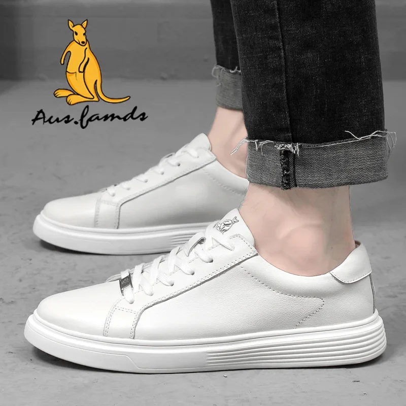 Men's Trendy Casual Athletic Shoes with Kangaroo Logo Cowhide Pigskin Top Layer Lining Stylish Rubber Outsole for Walking Style