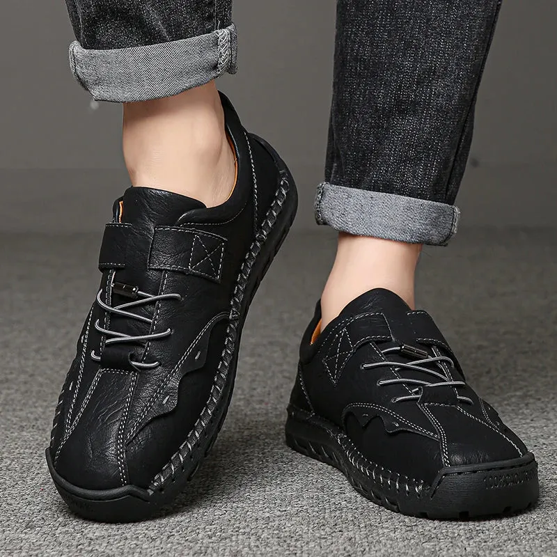 Cross-Border Super Fiber Leather Upper Men's Casual Sports Walking Style Shoes Large Size with New Fashion Soft Comfortable