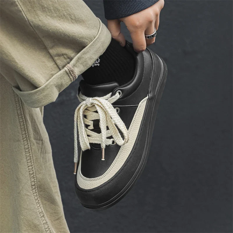 Greatshoes Hot Selling Black Custom Logo Walking Shoes Fashion Breathable,Wear-Resistant Genuine Leather Casual Lace-Up Shoes