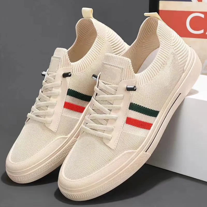 New Men's Casual Sports Shoes White Fashion Walking Shoes with Round Toe